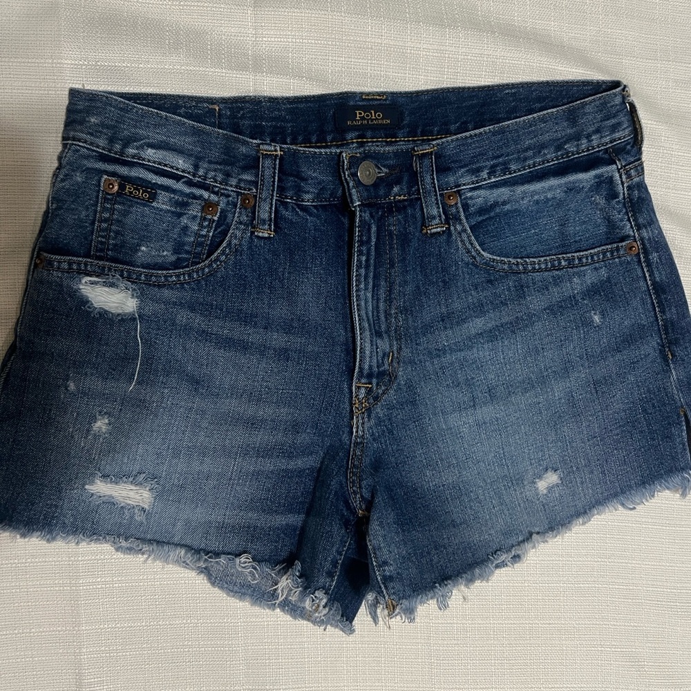 Polo Ralph Lauren Blue Low Rise Y2K Denim Shorts Size 28